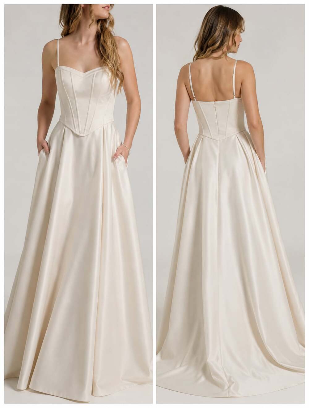 David's Bridal Satin Corset Bodice Gown